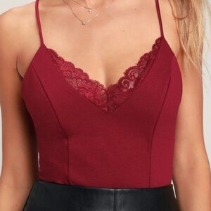 Burgundy Lace Bodysuit